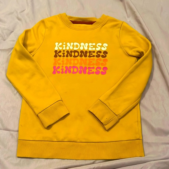 Cat & Jack  Girls sz 7/8 (M)  mustard yellow KINDNESS sweatshirt - Picture 1 of 3